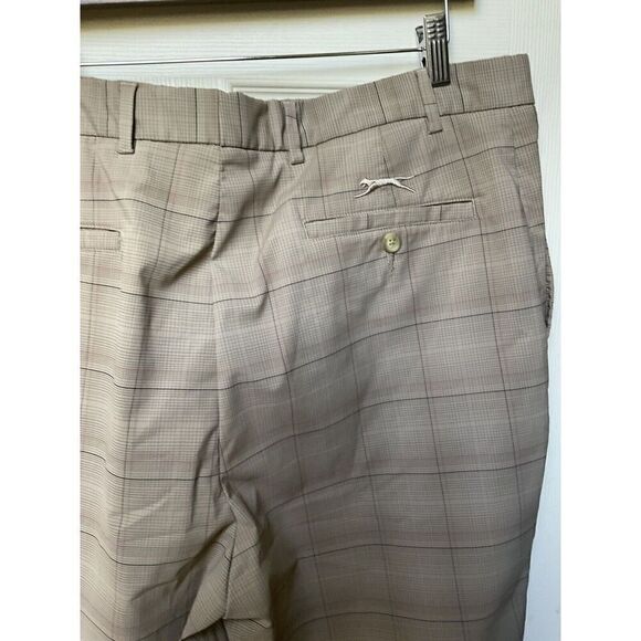 Slazenger Mens Golf Shorts 38 Plaid Tan Athletic‎ Poly Spandex Flat Front - Picture 6 of 14
